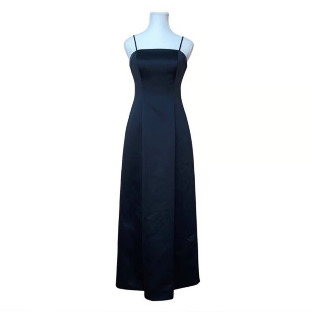 ALEX Evening Black Spaghetti Strap Formal Dress (Size 10)